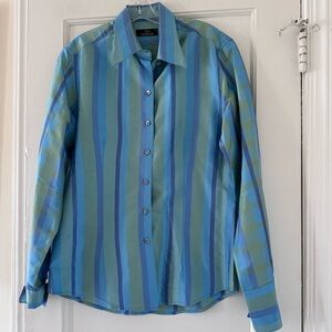 Jim Thompson Silk Striped Shirt Classic Quiet Luxury Preppy Officecore